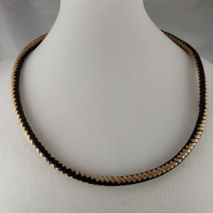 Oumar Cissé Tan and black leather necklace NWOT